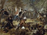 unknow artist Oil on canvas painting depicting the Wyoming Massacre, July 3, 1778. Spain oil painting artist
